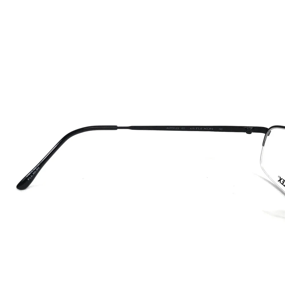 Autoflex with Flexon Eyeglasses Frames 63 MAT BLACK Rectangle Half Rim 51-20-140